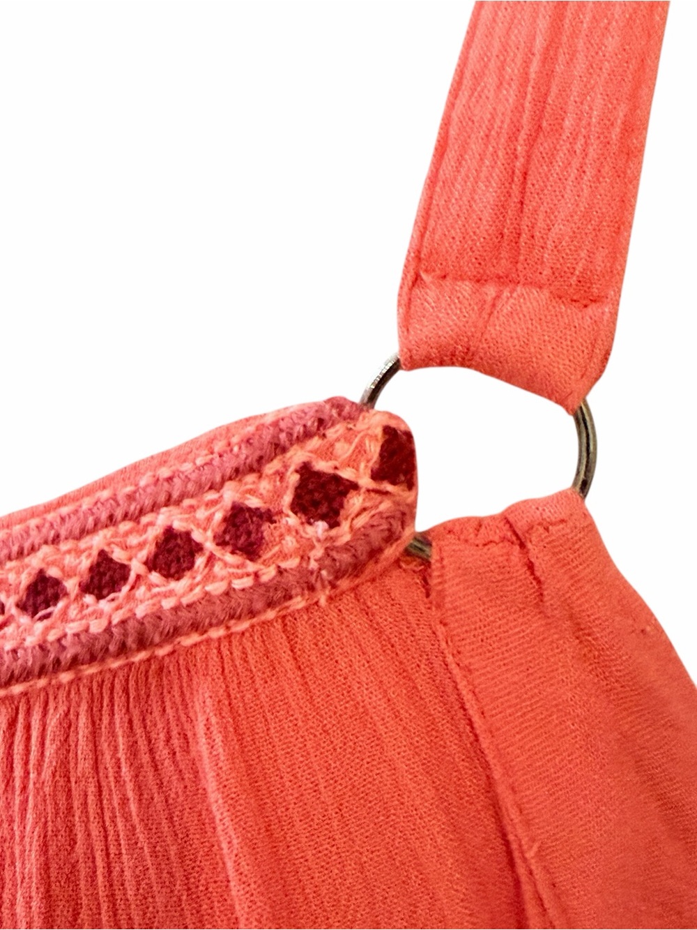 RARE Free People Coral Sleeveless Boho embroidered Wide Leg Jumpsuit sz XS - Picture 13 of 15